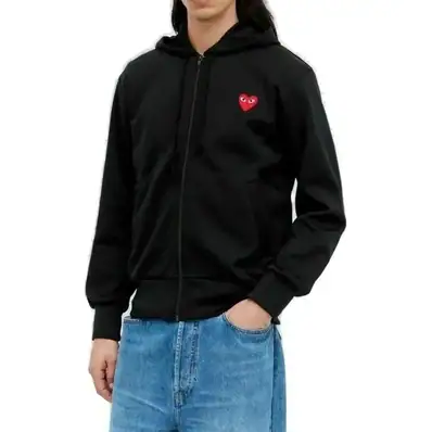CDG Play Heart Logo Zip-Up Hoodie — hoodie, real photo