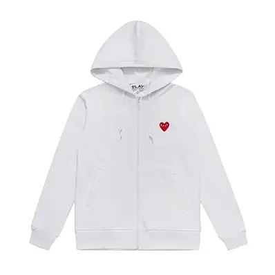 Comme des Garoons PLAY Heart Logo Zip-Up Hoodie — hoodie, real photo