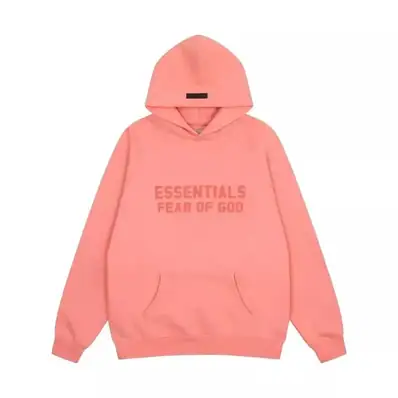 Fear of God Essentials Hoodie - Coral Pink Sweatshirt for — hoodie, real photo